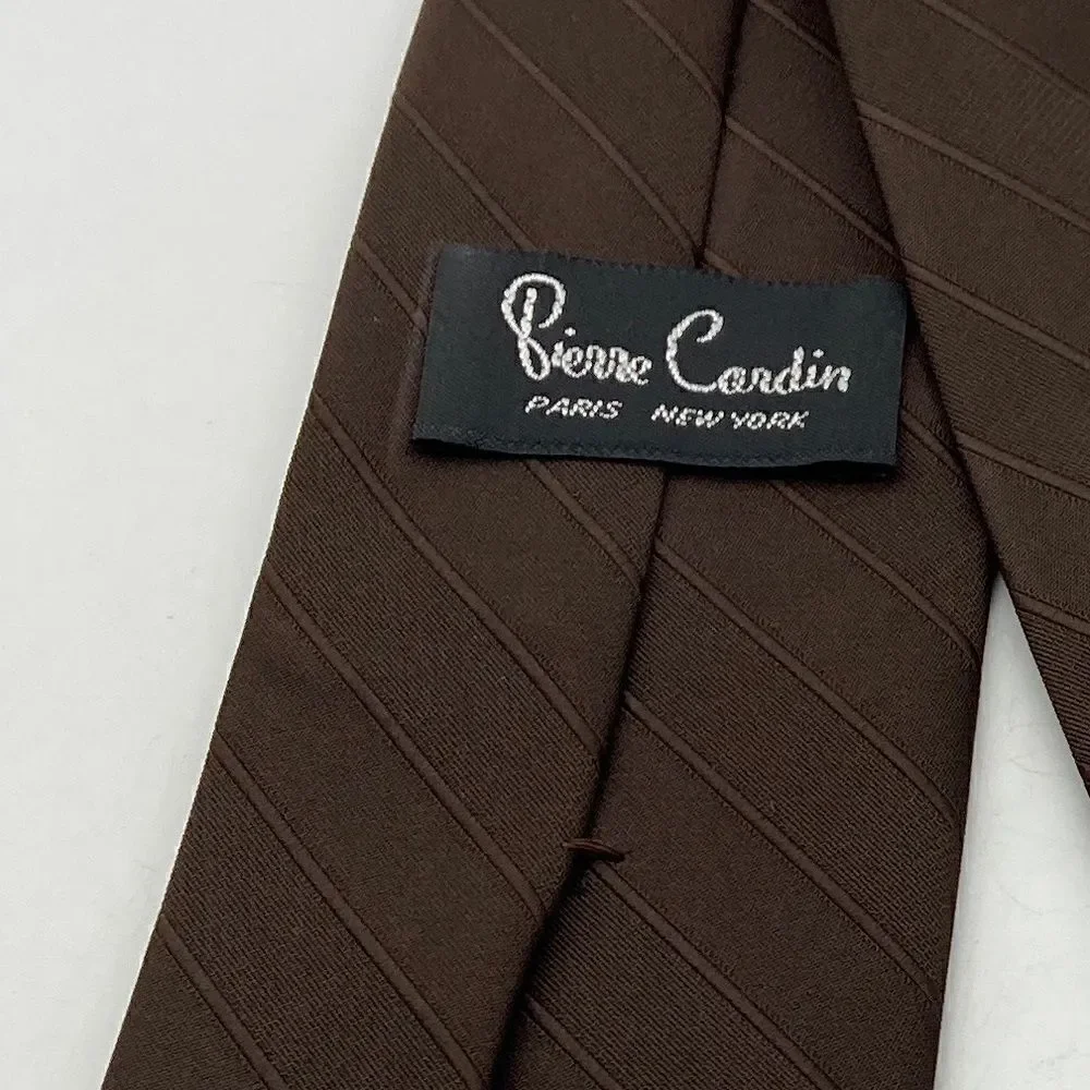 Vintage Pierre Cardin Logo 80s Dark Chocolate Neck Tie 57”